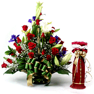 백합 장미꽃 바구니