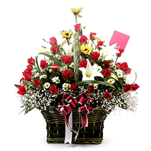 혼합 장미꽃 바구니A