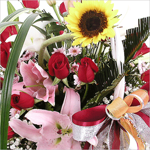 혼합 장미꽃 바구니 C