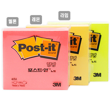 [3M] 포스트잇 형광 654 (76*76) 핑크