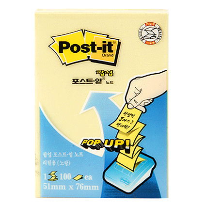  포스트잇 팝업리필  (51*76) 노랑