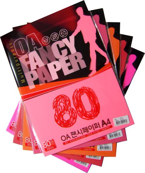OA팬시페이퍼 A4(80g*25매) Q08(형광복숭아색)