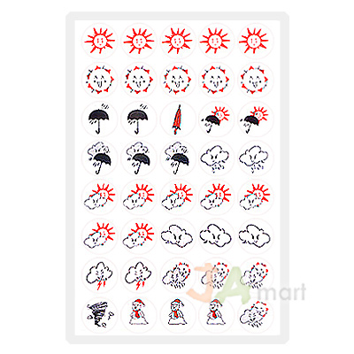 예현7017(캐릭터날씨 백색원/2매)-라벨견출지