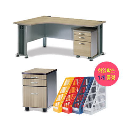 NOS-11201 뉴웨이브 책상(좌/우)+NOS-11504 보급형 이동서랍(펜서랍)+FB-202 카파맥스 280 화일박스(개폐식) 1개 