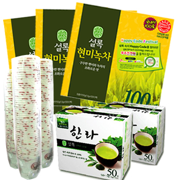 설록차 현미녹차 100Tx3+ 설록차 한라 50Tx2+통신비3000원(SK,KTF,LG) 1장+종이컵 1Box(1,000개) 