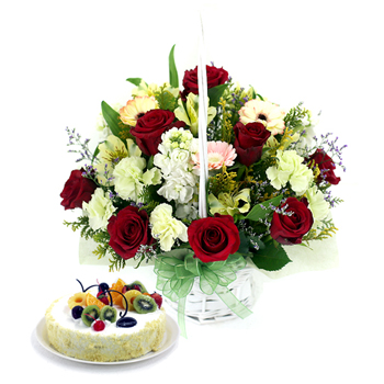 케익+꽃바구니