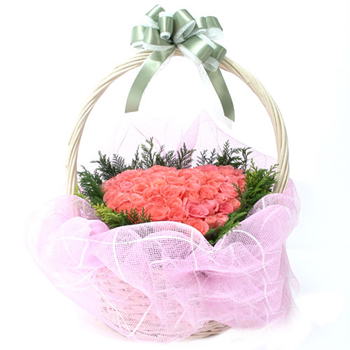 분홍장미하트바구니