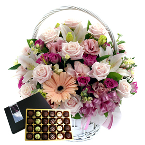 분홍장미바구니1호+초코렛