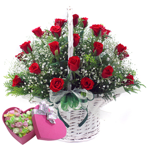장미바구니2호+하트박스사탕
