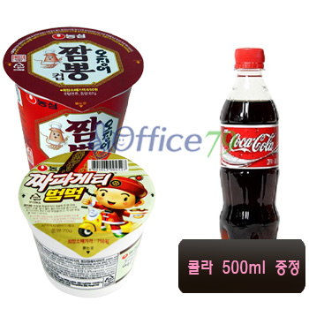 짬뽕컵(낱개)5개+짜파게티범벅5개+코카콜라500ml 1개증정 