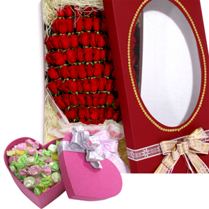 100송이꽃박스+하트박스사탕