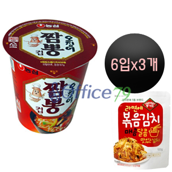 오징어짬뽕컵 6입x3개+볶음김치 1개증정 