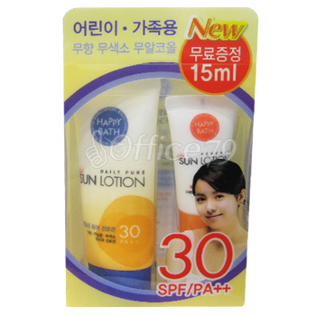 해피바스 데일리퓨어 선로션 60ml+해피바스 퍼펙트 선블록 15ml증정(SPF30 PA++)