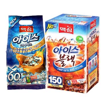 맥심아이스커피믹스 60개입+아이스블랙믹스 150개입(스포츠물병+여행용세트+아이스믹스6T증정)증정랜덤 