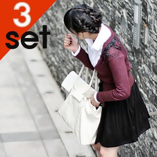 스커트+남방+가디건 세트