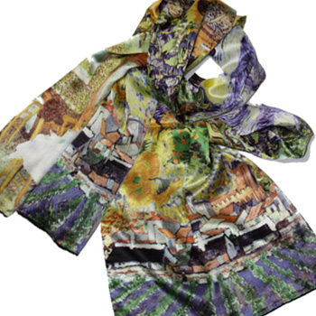 명화스카프 (고흐_건물명화실크스카프)