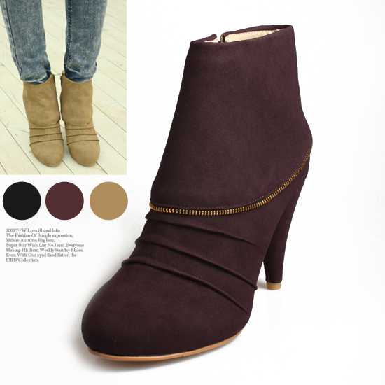 셔링 지퍼 앵글 부츠