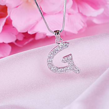 이니셜 큐빅목걸이- 알파벳G