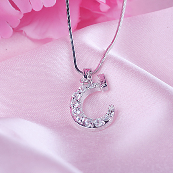 이니셜 큐빅목걸이- 알파벳C