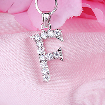 이니셜 큐빅목걸이- 알파벳F