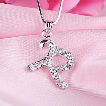 이니셜 큐빅목걸이- 알파벳R