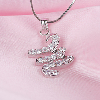 이니셜 큐빅목걸이- 알파벳M