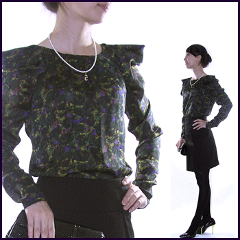 나염숄더R블라우스