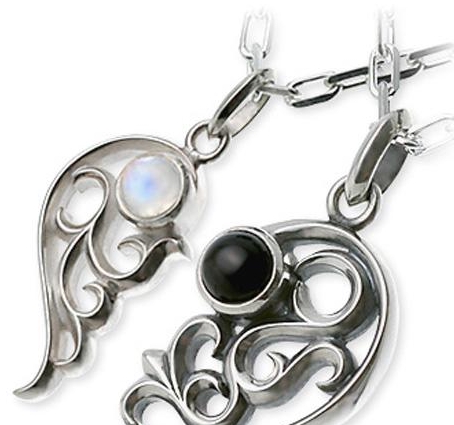 AQUA SILVER 실버 커플 목걸이 ASP-174FDS-C45-ASP-175BM-C45