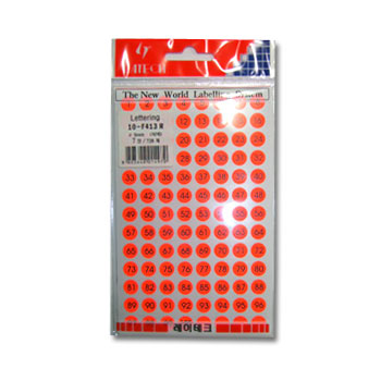 레이테크 견출지 10-F413 R (적색)  9mm 7장/728개