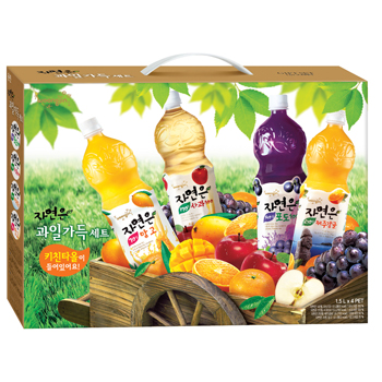 자연은 과일가득선물세트1.5Lx4개(포도+사과+감귤+망고)+키친타올증정 10+1