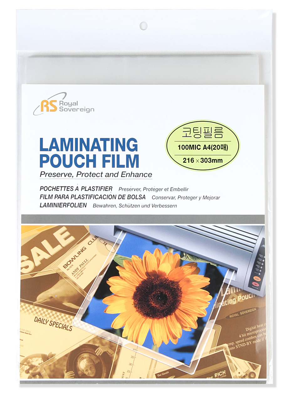 로얄소브린 코팅필름 A4(216*303mm) 100mic(20매) 