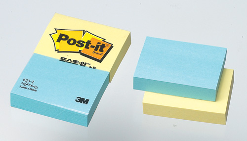 3M 일반포스트잇(노랑+파랑) #653-2YB (51*38/100매*2패드)
