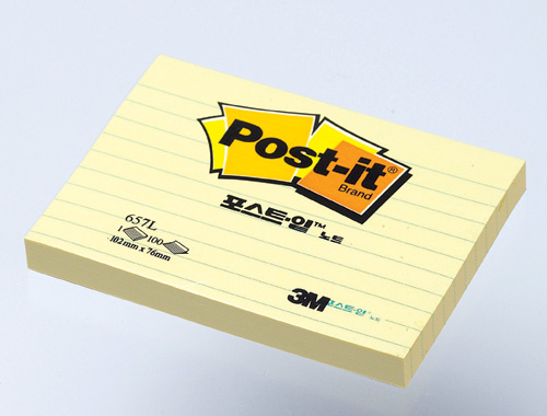 3M 일반포스트잇(노랑/라인) #657-L (102*76/100매)