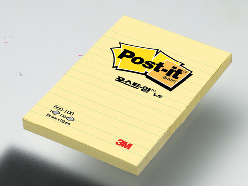3M 일반포스트잇 노트패드(노랑/라인) #660-100(102*152/100매)