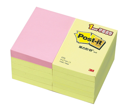 3M 일반포스트잇 오피스팩(노랑9+1) #656(9+1) (51*76/100매*2색10패드)