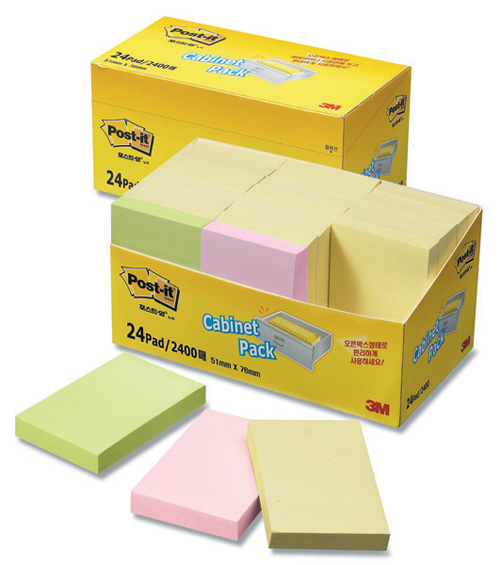 3M 일반포스트잇 캐비넷팩 #656-24 (51*76/100매*24패드)
