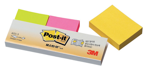 3M 형광포스트잇(라임+레몬+멜론) #653-3 (51*38/100매*3패드)