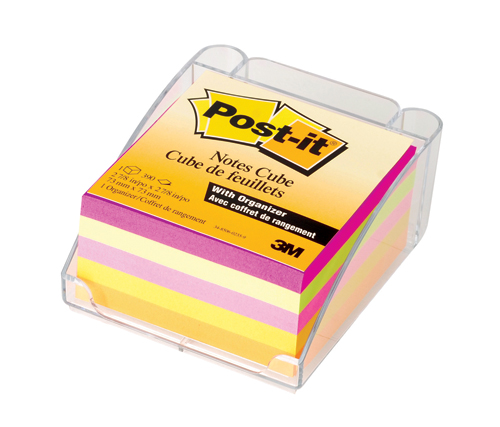 3M 형광포스트잇 큐브(5색/케이스포함) #5431 (73*73/5색390매)