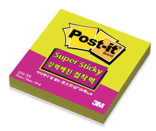 3M 슈퍼스티키(라임) #654-SSN (76*76/90매)