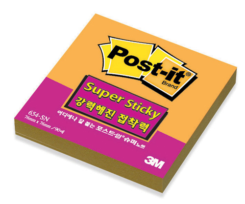 3M 슈퍼스티키(오렌지) #654-SSN (76*76/90매)