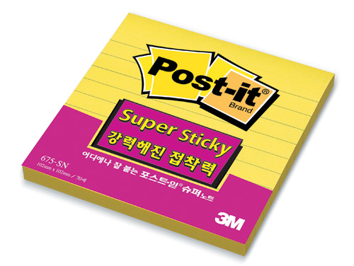 3M 슈퍼스티키 노트패드(수선화/라인) #675-SSN (102*102/70매)