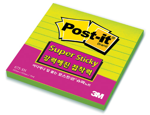 3M 슈퍼스티키 노트패드(라임/라인) #675-SSN (102*102/70매)