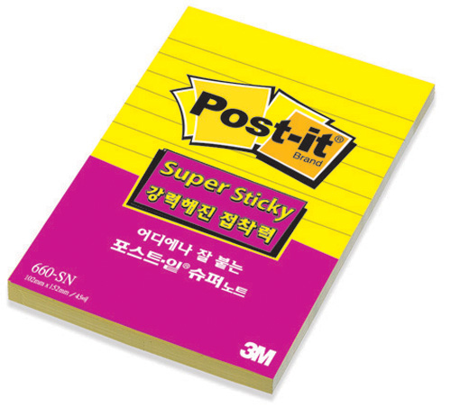 3M 슈퍼스티키 노트패드(수선화/라인) #660-SSN (102*152/45매)