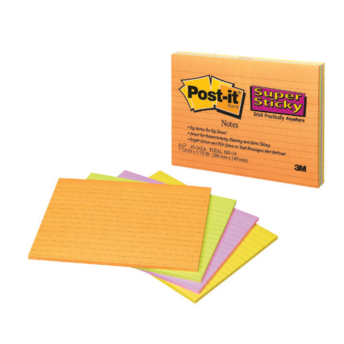 3M 슈퍼스티키 미팅노트(4색/라인) #6845-SSPL (200*149/45매*4패드)