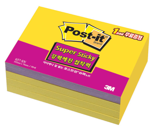 3M 슈퍼스티키 오피스팩(수선화3+1) #657-SSN(3+1) (102*76/90매*2색4패드)