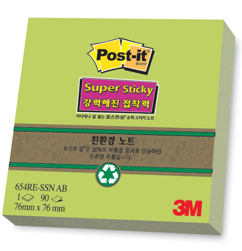 3M 친환경 슈퍼스티키(애플) #654 (76*76/90매)