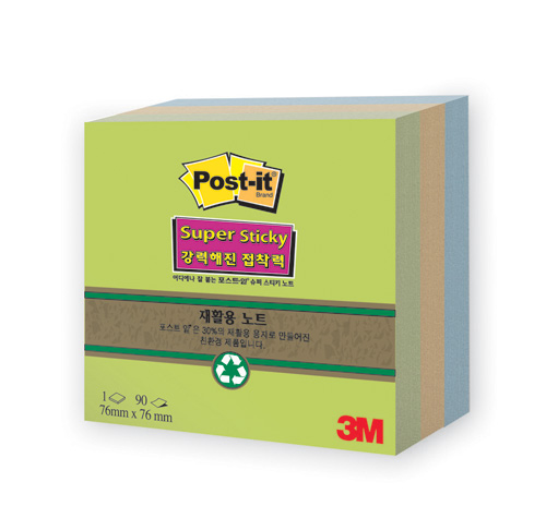 3M 친환경 슈퍼스티키(3색) #654 (76*76/90매*3패드)