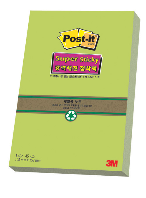 3M 친환경 슈퍼스티키 노트패드(애플) #660 (102*152/45매)