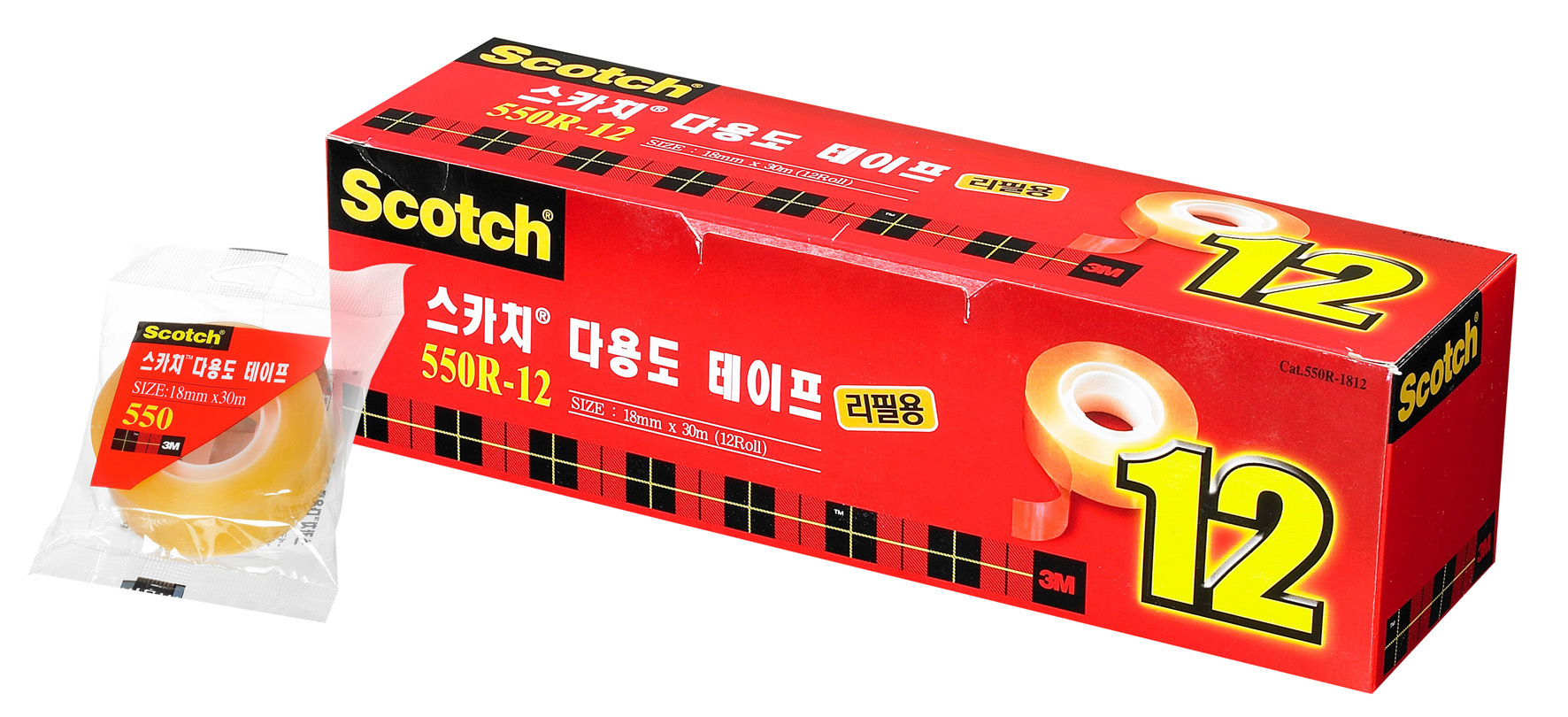 3M 스카치테이프리필 오피스팩 18mm*30M(개별12롤) #550(12)