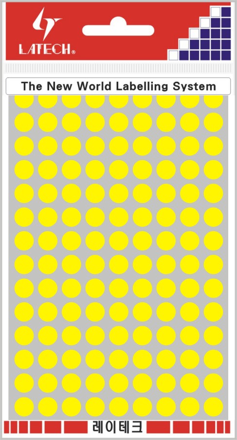 분류용라벨(칼라원형) 8mm(노랑*8매) 10-C305 